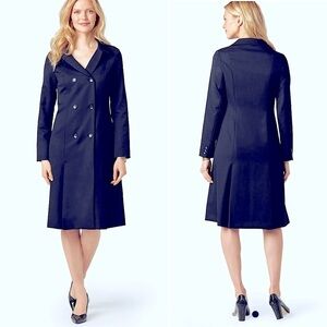 Pendleton Seasonless Florence Wool Coat Dress 2 Petite Navy Blue Button Front 2P